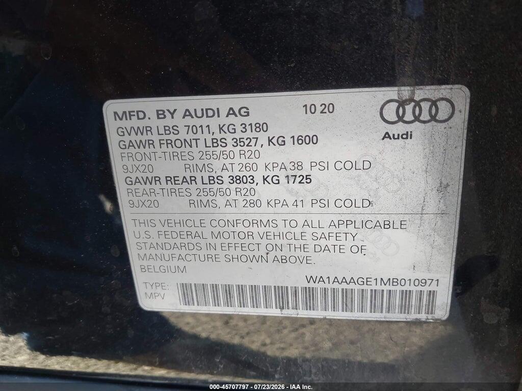 WA1AAAGE1MB010971 2021 AUDI E-TRON photo no. 9