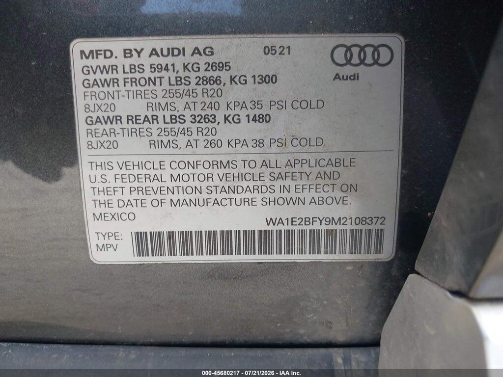 WA1E2BFY9M2108372 2021 AUDI Q5 photo no. 9