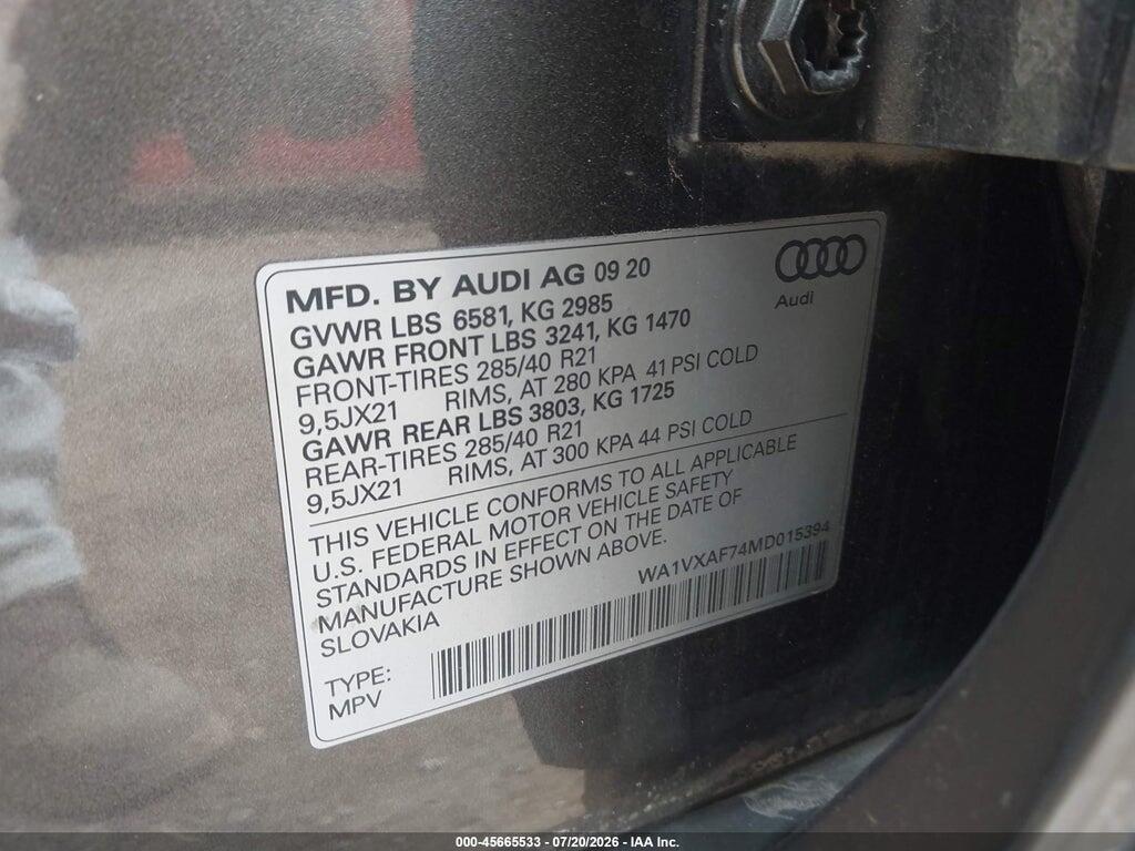 WA1VXAF74MD015394 2021 AUDI Q7 photo no. 9