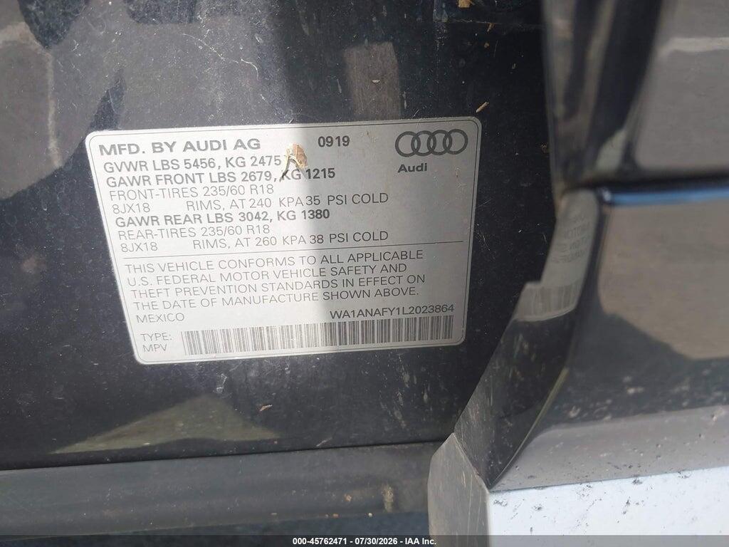 WA1ANAFY1L2023864 2020 AUDI Q5 photo no. 9