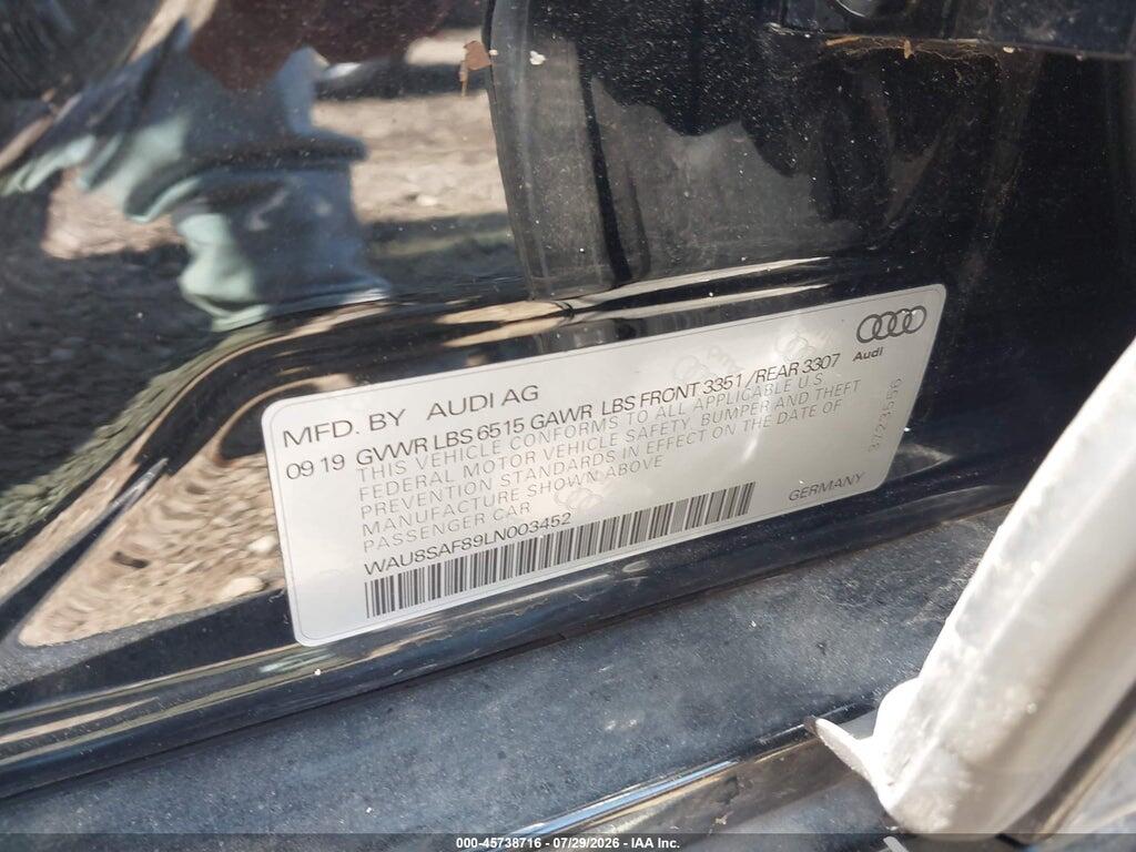 WAU8SAF89LN003452 2020 AUDI S8 photo no. 9