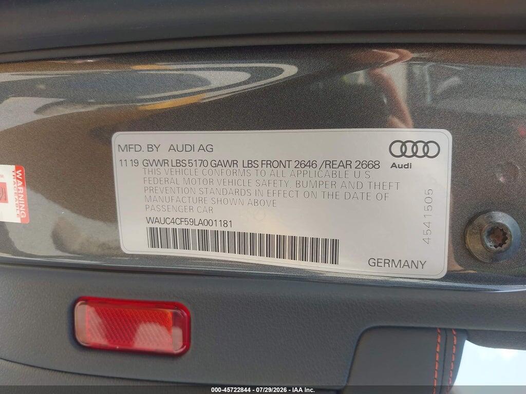 WAUC4CF59LA001181 2020 AUDI S5 SPORTBACK photo no. 9