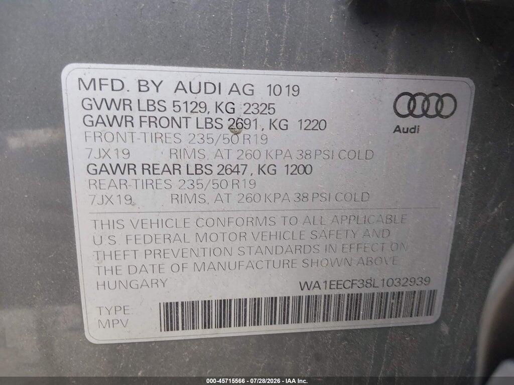 WA1EECF38L1032939 2020 AUDI Q3 photo no. 9