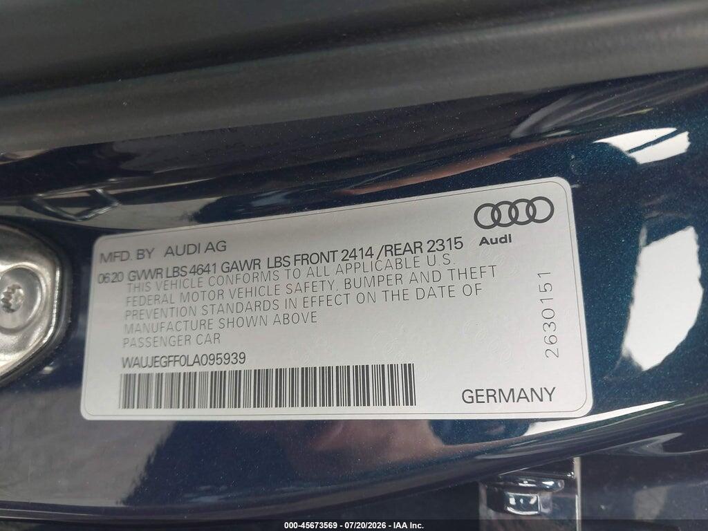WAUJEGFF0LA095939 2020 AUDI A3 photo no. 9