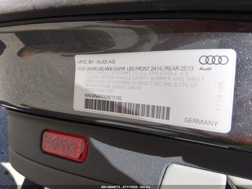 WAUDNAF43LN012182 2020 AUDI A4 photo no. 9