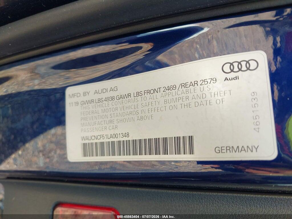 WAUCNCF51LA001348 2020 AUDI A5 SPORTBACK photo no. 9