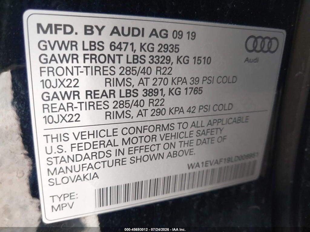 WA1EVAF19LD006951 2020 AUDI Q8 photo no. 9