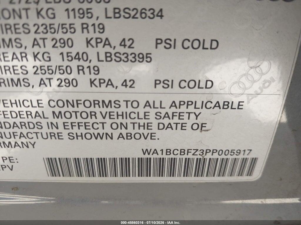 WA1BCBFZ3PP005917 2023 AUDI Q4 E-TRON photo no. 9