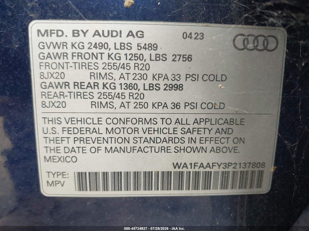 WA1FAAFY3P2137808 2023 AUDI Q5 photo no. 9