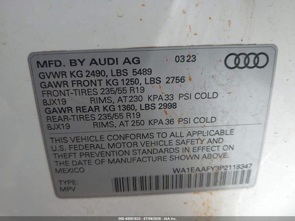 WA1EAAFY3P2118347 2023 AUDI Q5 photo no. 9
