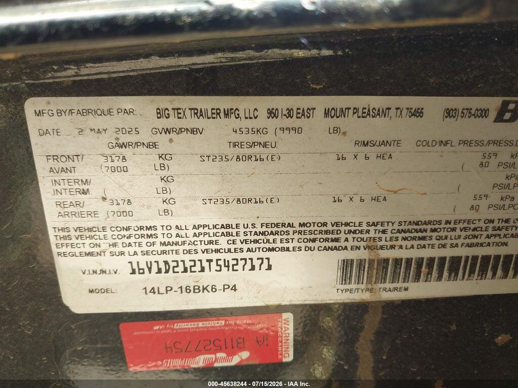 16V1D2121T5427171 2026 BIG TEX TRAILER CO INC UNKNOWN photo no. 9