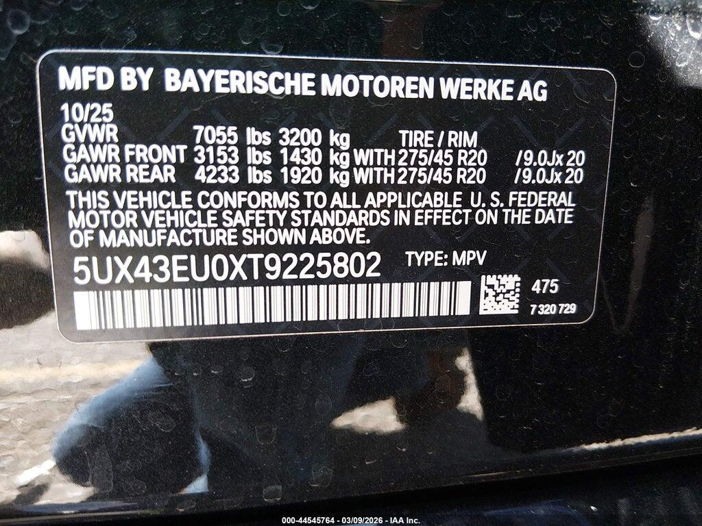 5UX43EU0XT9225802 2026 BMW X5 PHEV photo no. 9