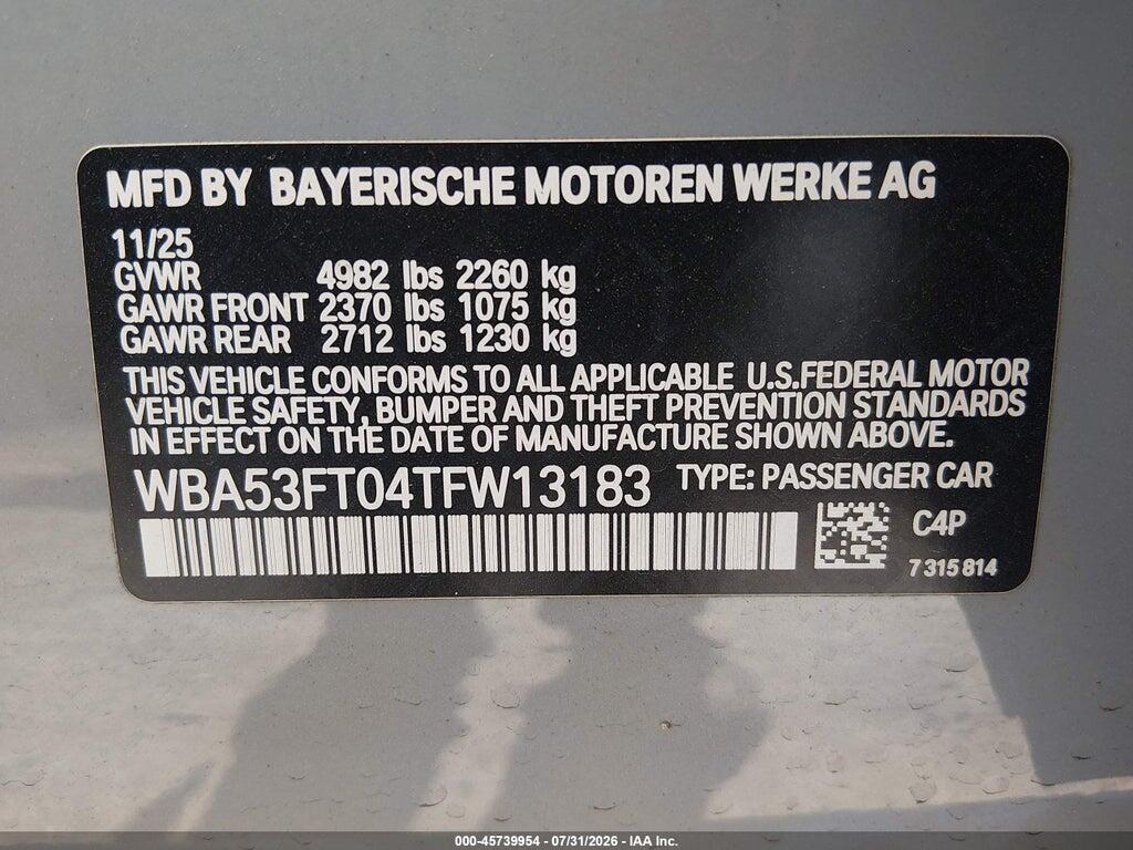 WBA53FT04TFW13183 2026 BMW M340I photo no. 9