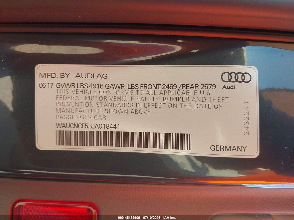 WAUCNCF53JA018441 2018 AUDI A5 photo no. 9