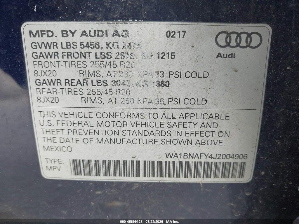 WA1BNAFY4J2004906 2018 AUDI Q5 photo no. 9