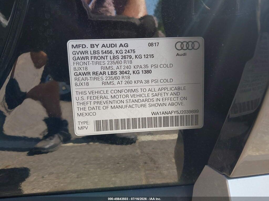 WA1ANAFY5J2039899 2018 AUDI Q5 photo no. 9
