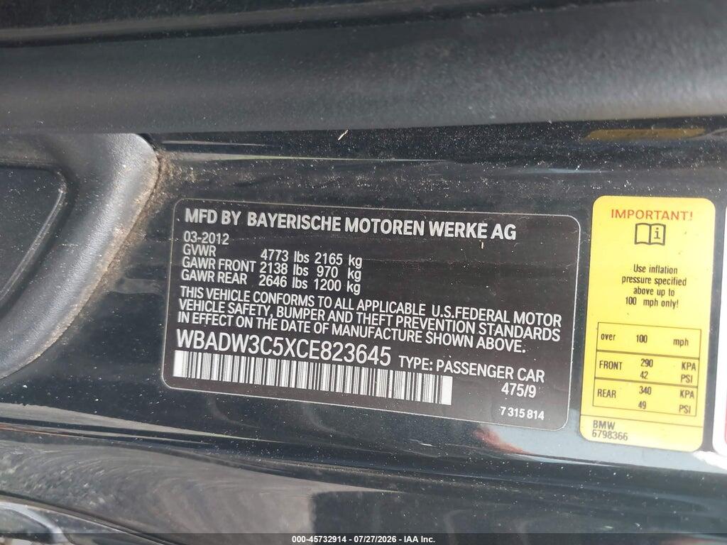 WBADW3C5XCE823645 2012 BMW 328I photo no. 9