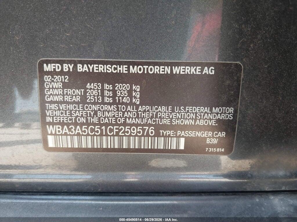 WBA3A5C51CF259576 2012 BMW 328I photo no. 9
