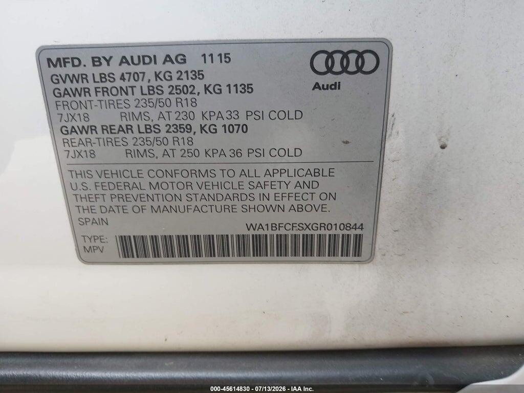 WA1BFCFSXGR010844 2016 AUDI Q3 photo no. 9