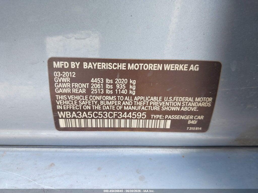 WBA3A5C53CF344595 2012 BMW 328I photo no. 9