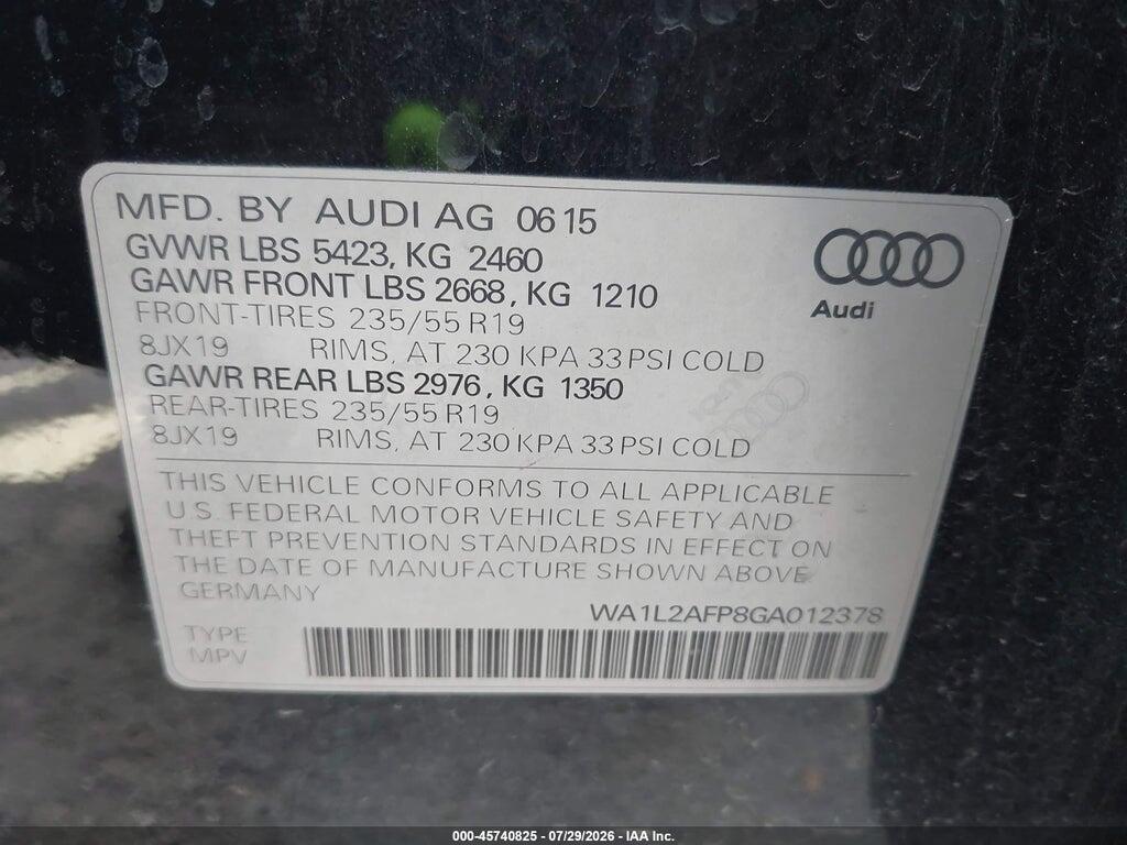 WA1L2AFP8GA012378 2016 AUDI Q5 photo no. 9