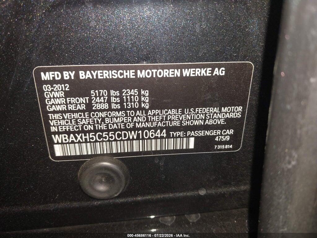 WBAXH5C55CDW10644 2012 BMW 528I photo no. 9