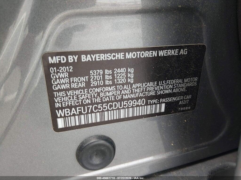 WBAFU7C55CDU59940 2012 BMW 535I photo no. 9