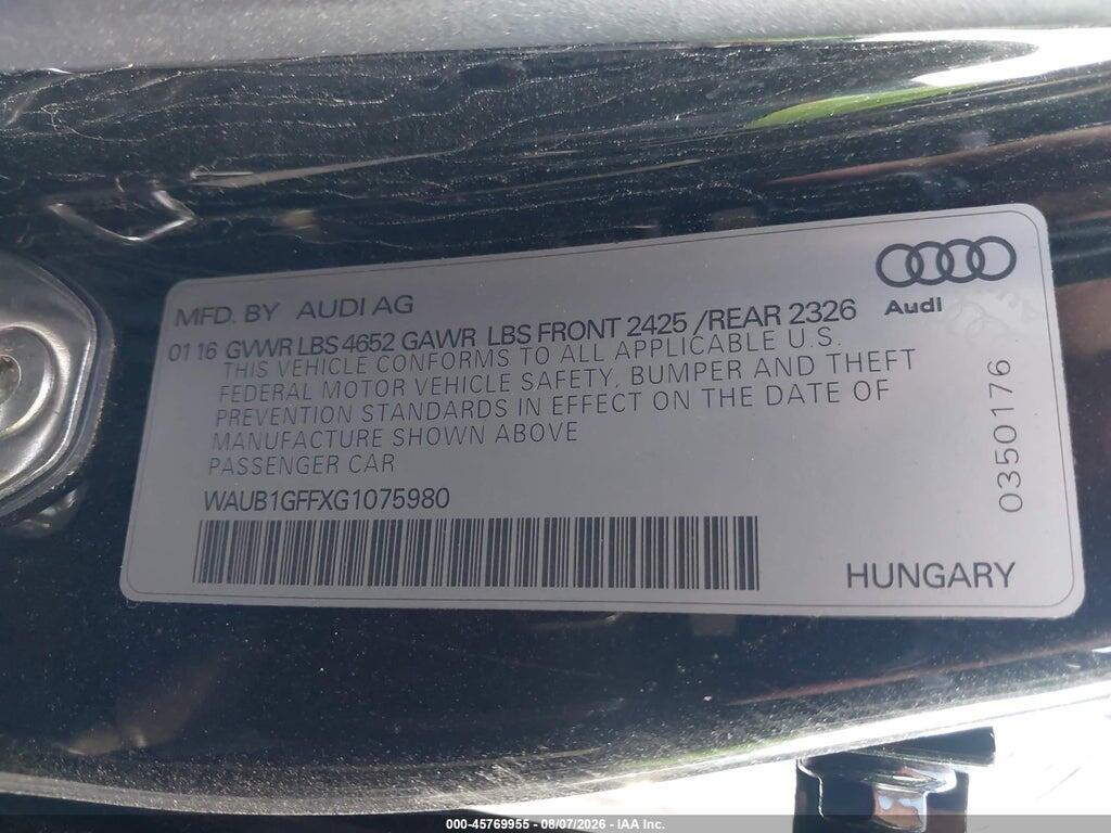 WAUB1GFFXG1075980 2016 AUDI S3 photo no. 9