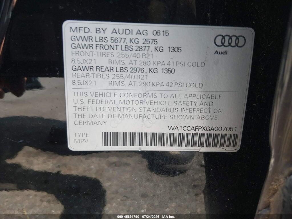 WA1CCAFPXGA007051 2016 AUDI SQ5 photo no. 9