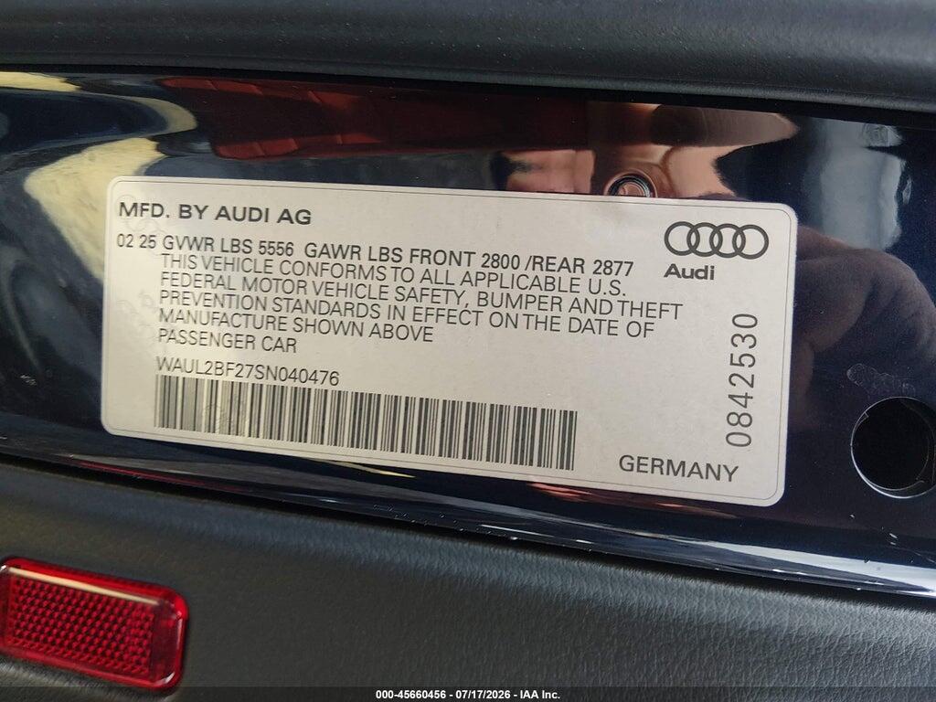 WAUL2BF27SN040476 2025 AUDI A6 photo no. 9