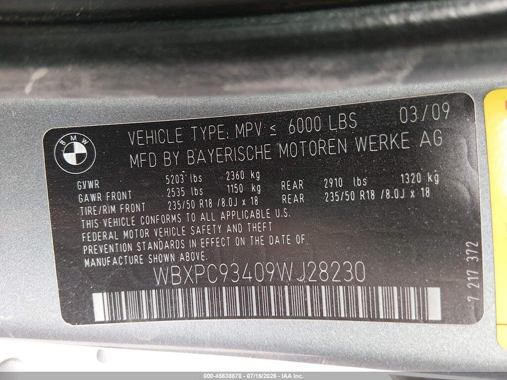 WBXPC93409WJ28230 2009 BMW X3 photo no. 9