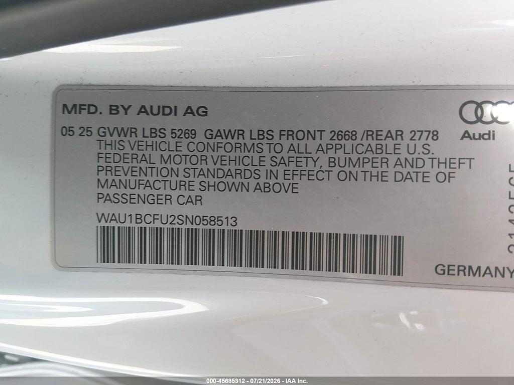 WAU1BCFU2SN058513 2025 AUDI ALL-NEW A5 photo no. 9
