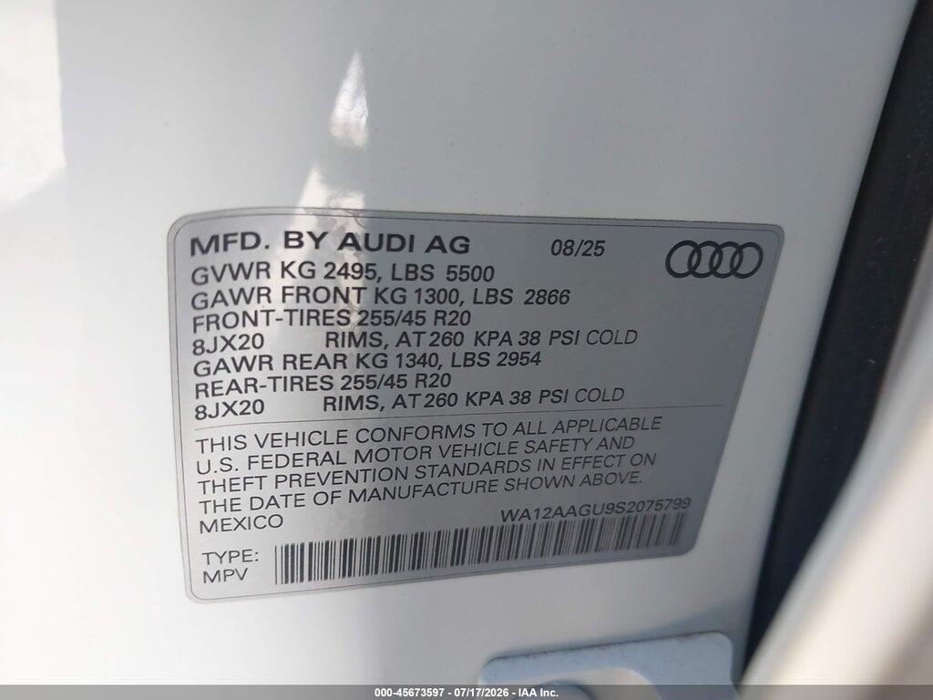 WA12AAGU9S2075799 2025 AUDI ALL-NEW Q5 photo no. 9