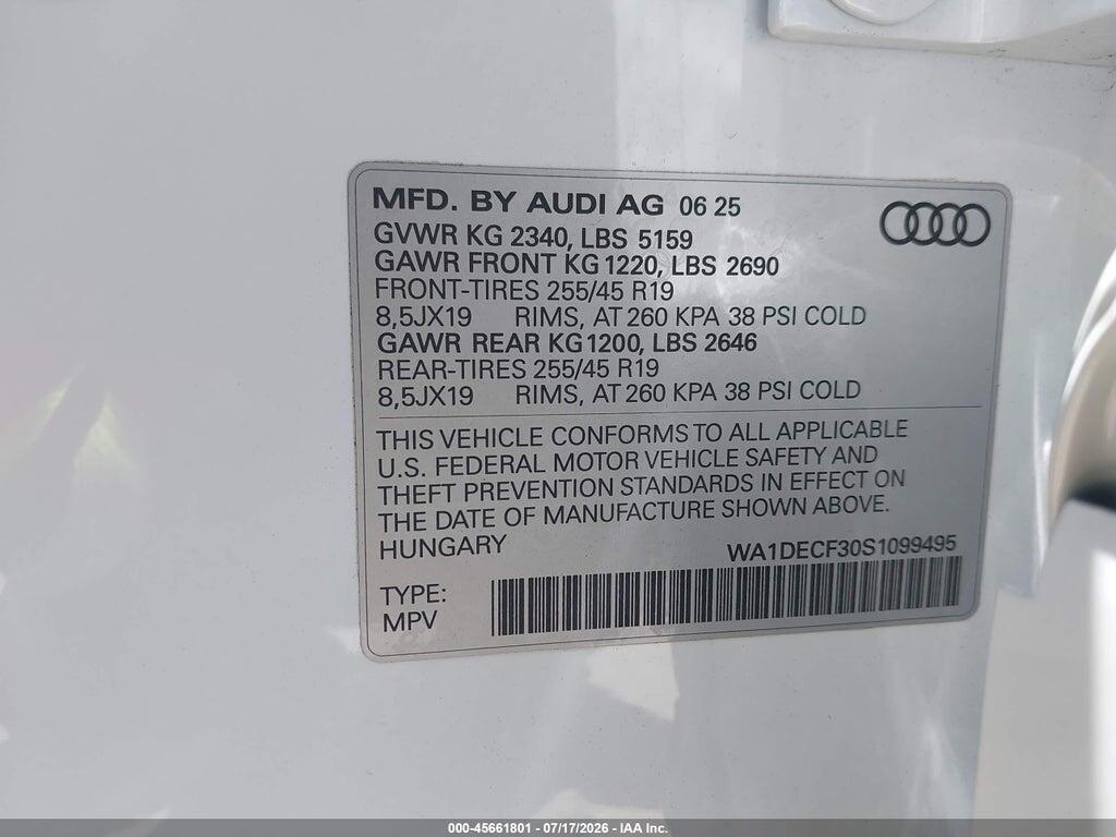 WA1DECF30S1099495 2025 AUDI Q3 photo no. 9