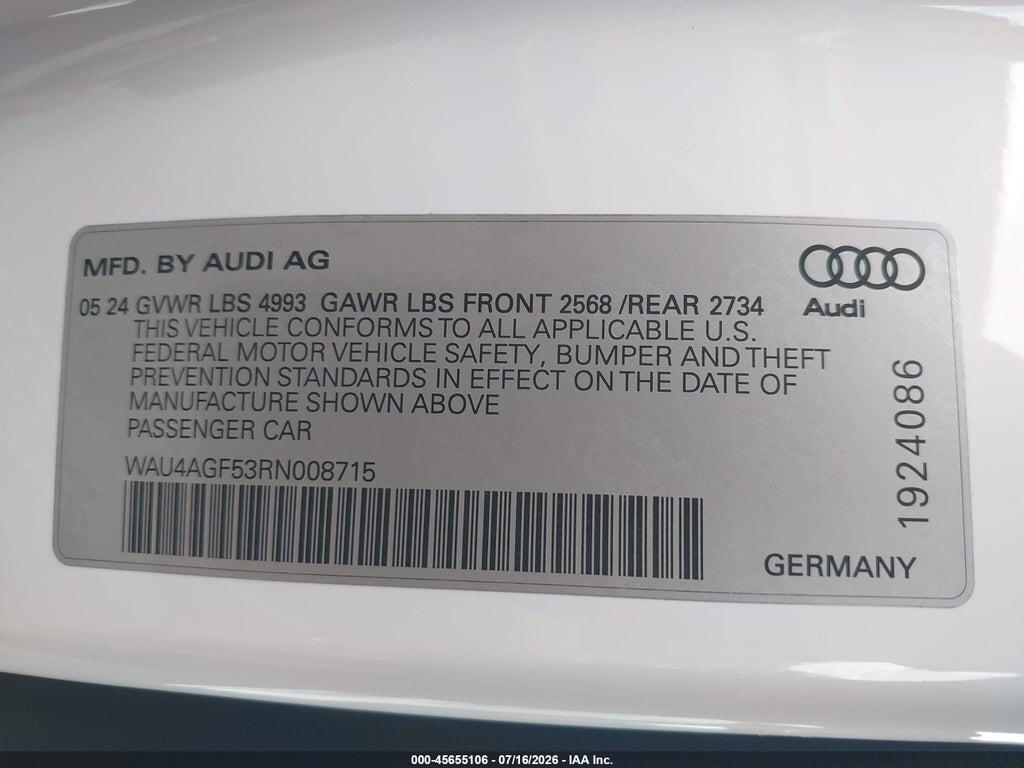 WAU4AGF53RN008715 2024 AUDI A5 CABRIOLET photo no. 9