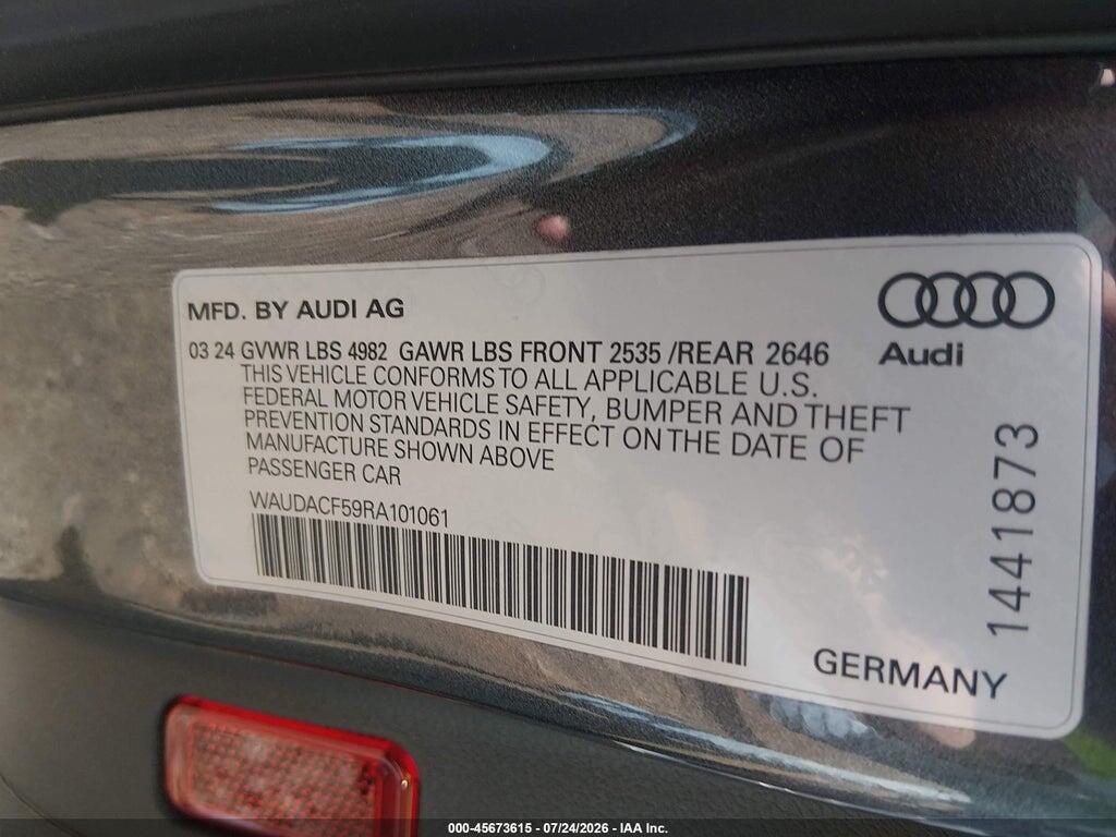 WAUDACF59RA101061 2024 AUDI A5 SPORTBACK photo no. 9