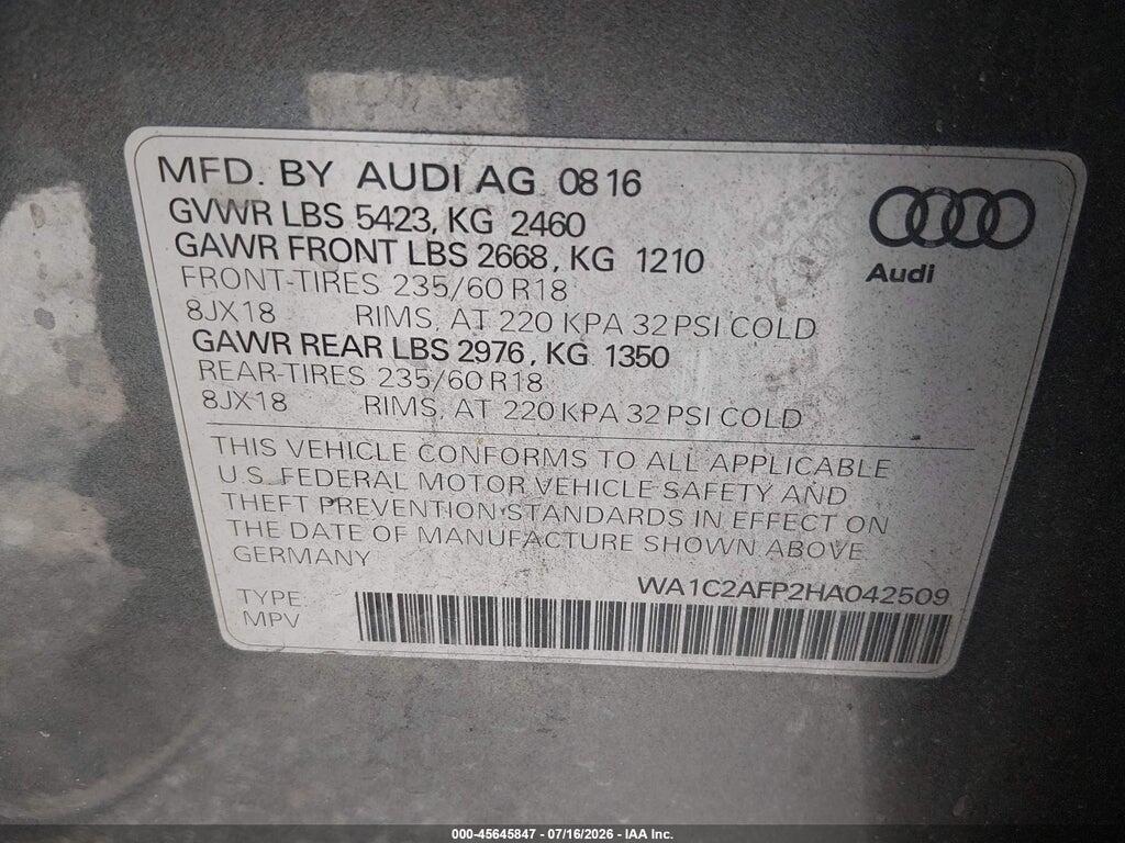 WA1C2AFP2HA042509 2017 AUDI Q5 photo no. 9