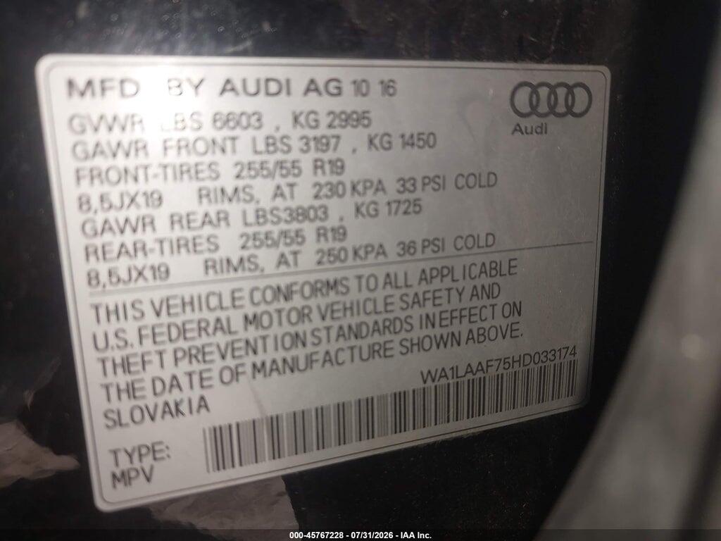 WA1LAAF75HD033174 2017 AUDI Q7 photo no. 9