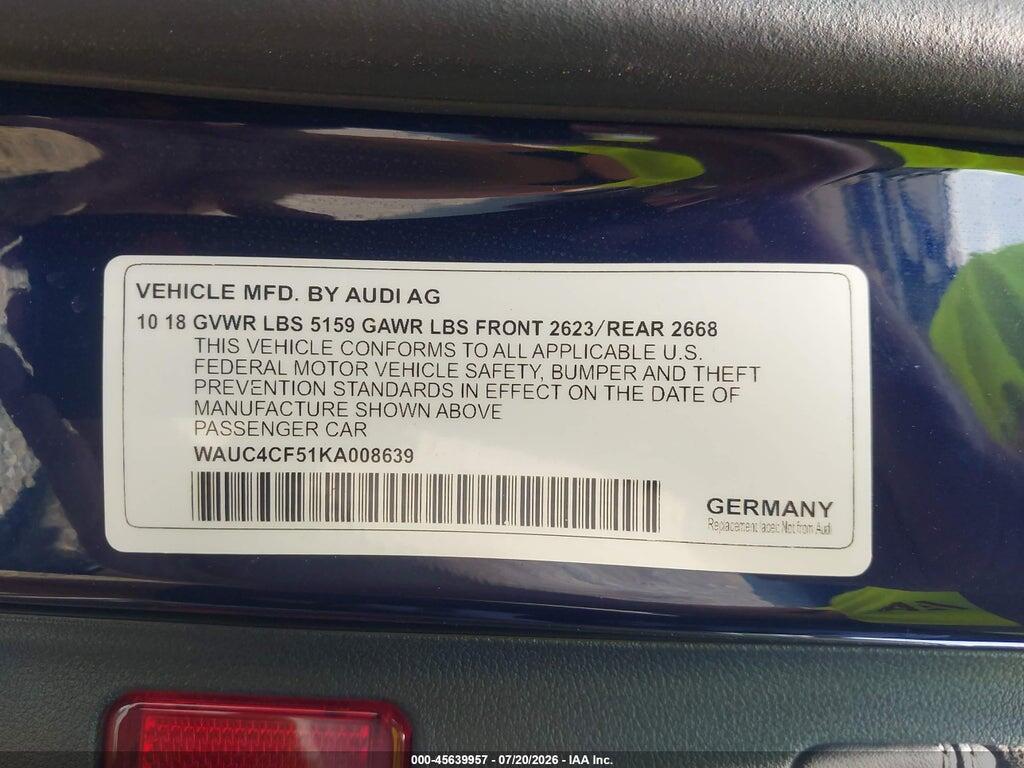 WAUC4CF51KA008639 2019 AUDI S5 photo no. 9