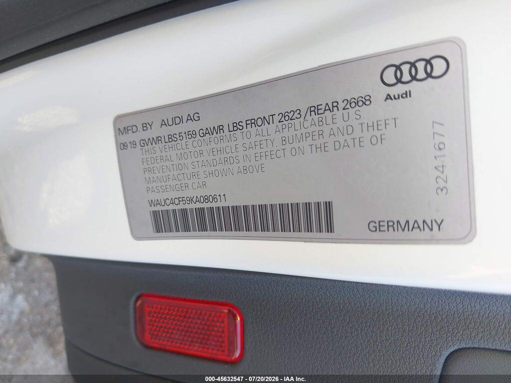 WAUC4CF59KA080611 2019 AUDI S5 photo no. 9