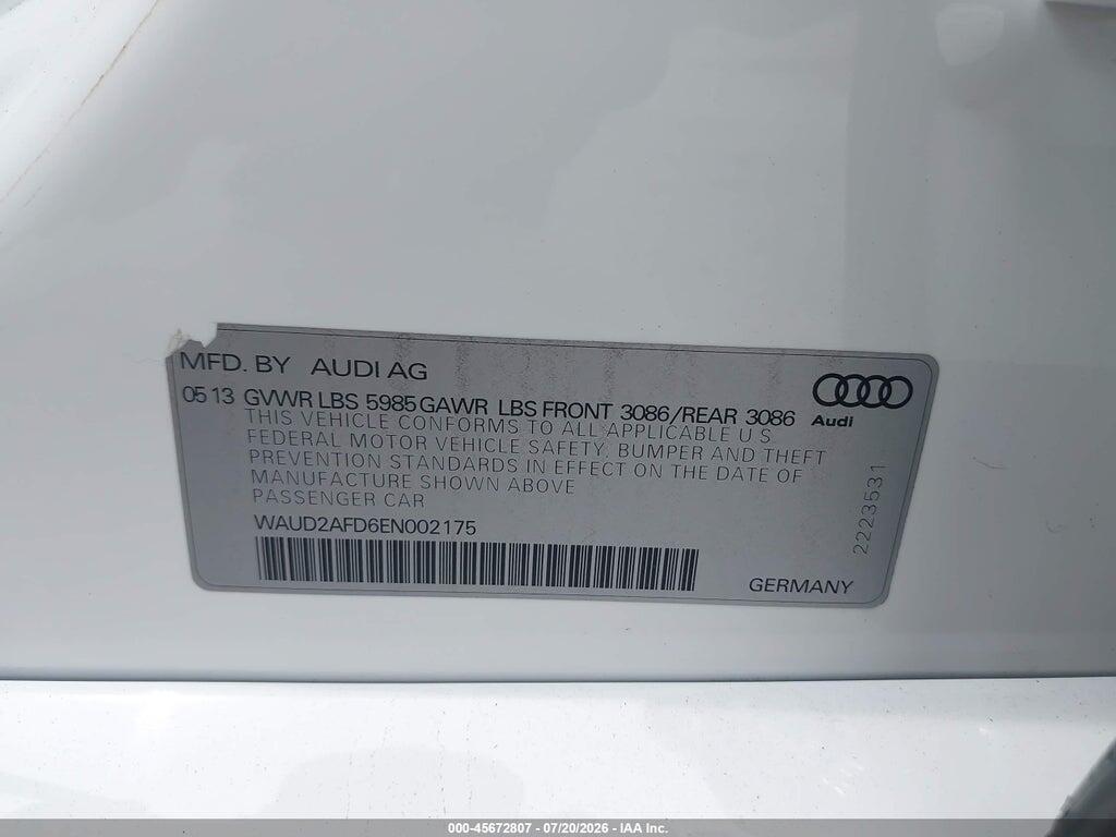 WAUD2AFD6EN002175 2014 AUDI S8 photo no. 9