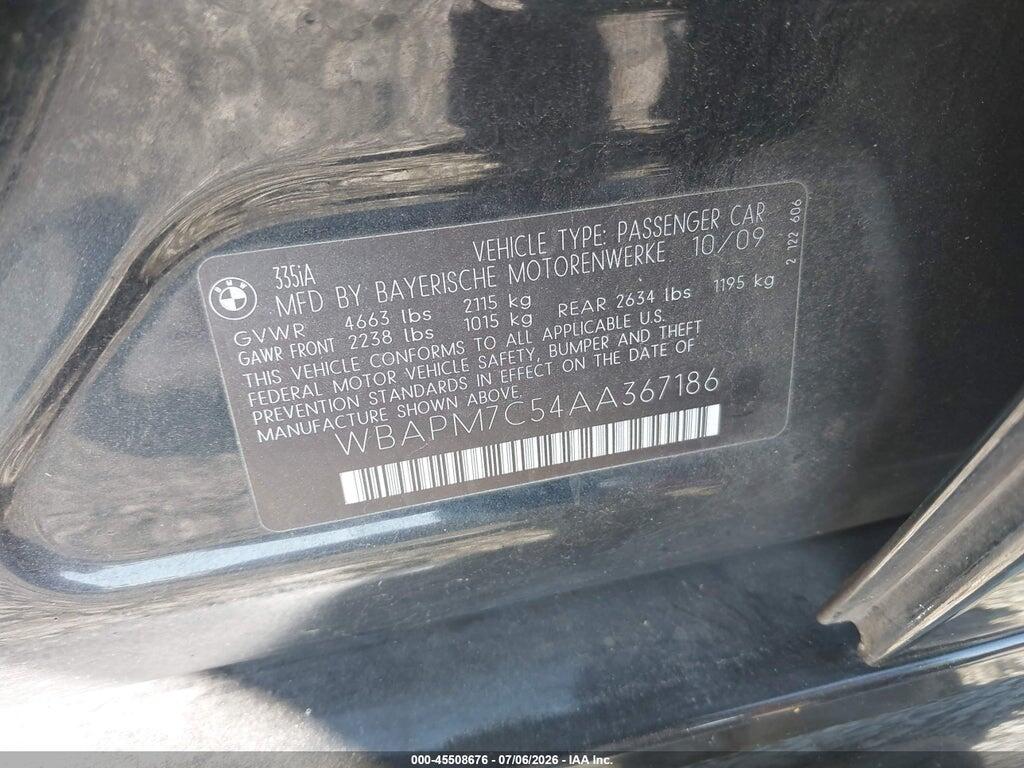 WBAPM7C54AA367186 2010 BMW 335I photo no. 9