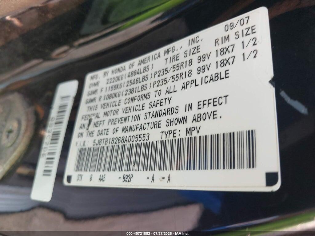5J8TB18268A005553 2008 ACURA RDX photo no. 9