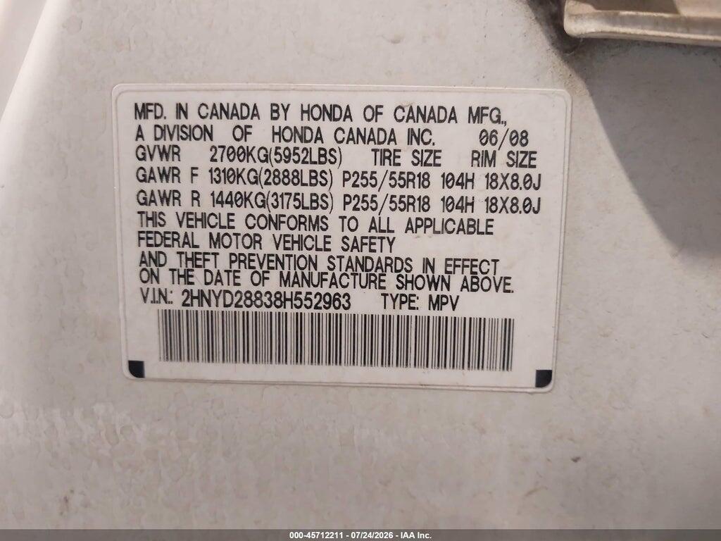 2HNYD28838H552963 2008 ACURA MDX photo no. 9