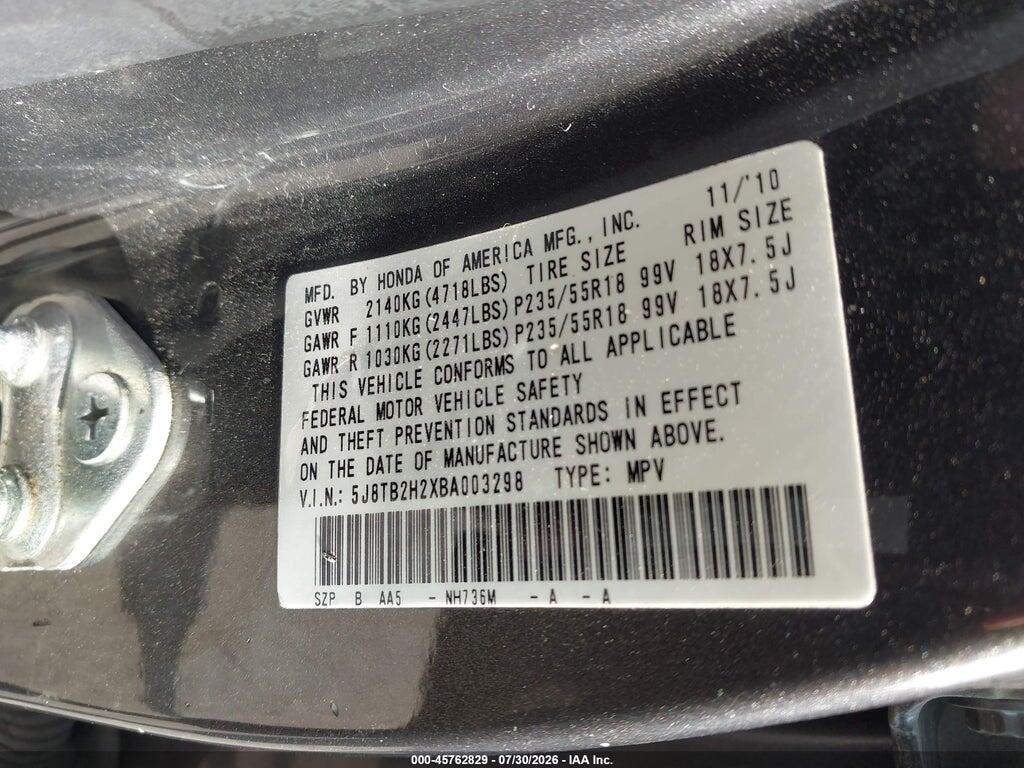 5J8TB2H2XBA003298 2011 ACURA RDX photo no. 9