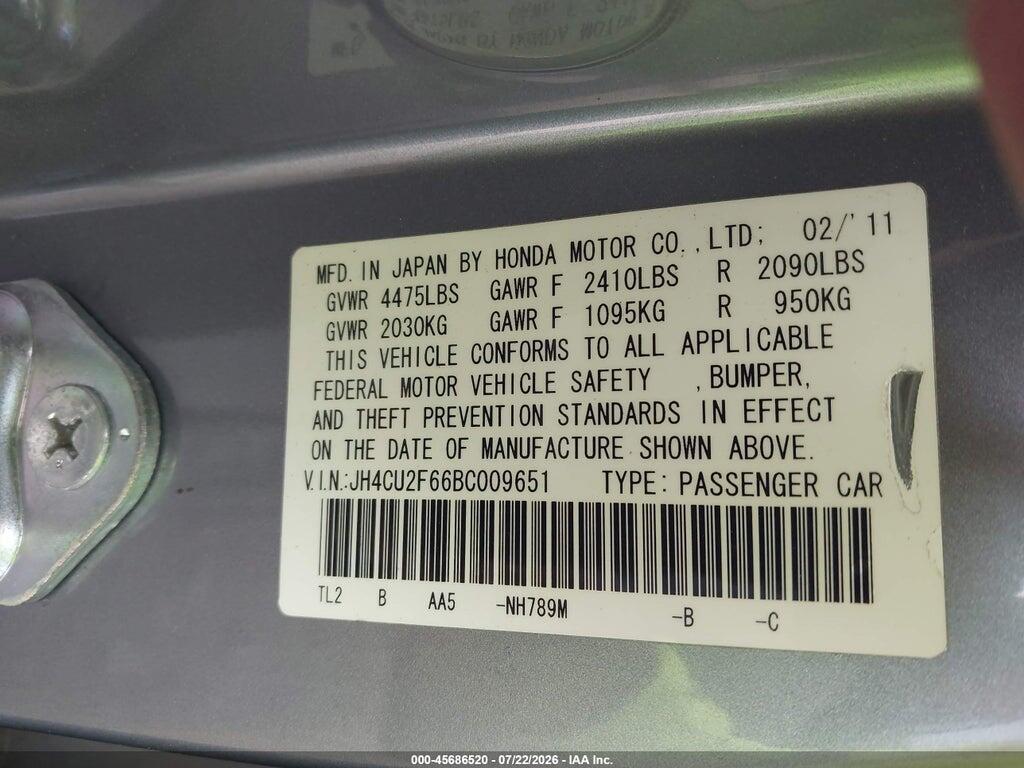 JH4CU2F66BC009651 2011 ACURA TSX photo no. 9