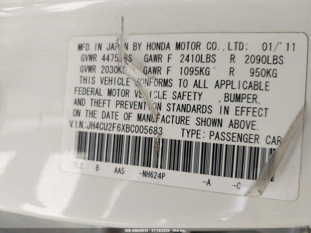 JH4CU2F6XBC005683 2011 ACURA TSX photo no. 9