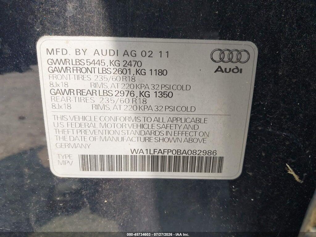 WA1LFAFP0BA082986 2011 AUDI Q5 photo no. 9