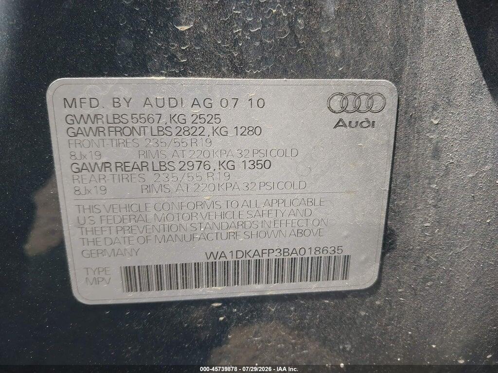 WA1DKAFP3BA018635 2011 AUDI Q5 photo no. 9