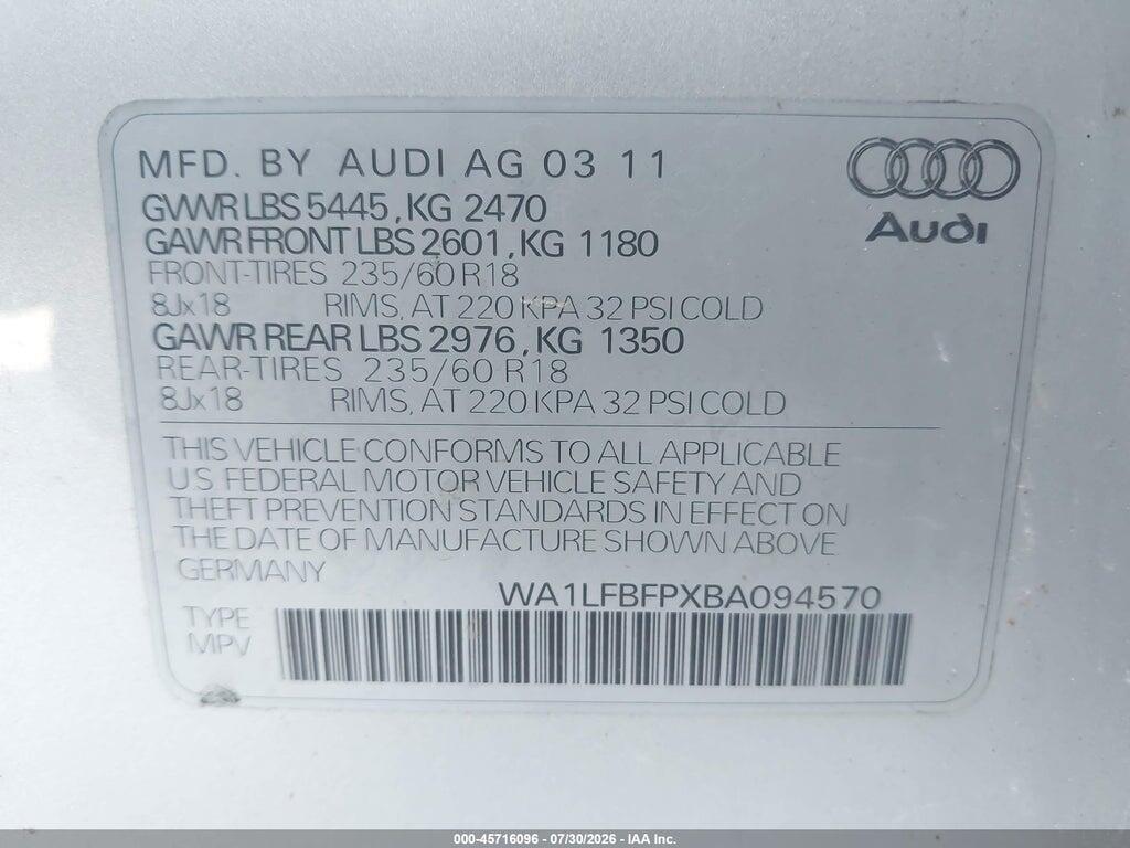 WA1LFBFPXBA094570 2011 AUDI Q5 photo no. 9